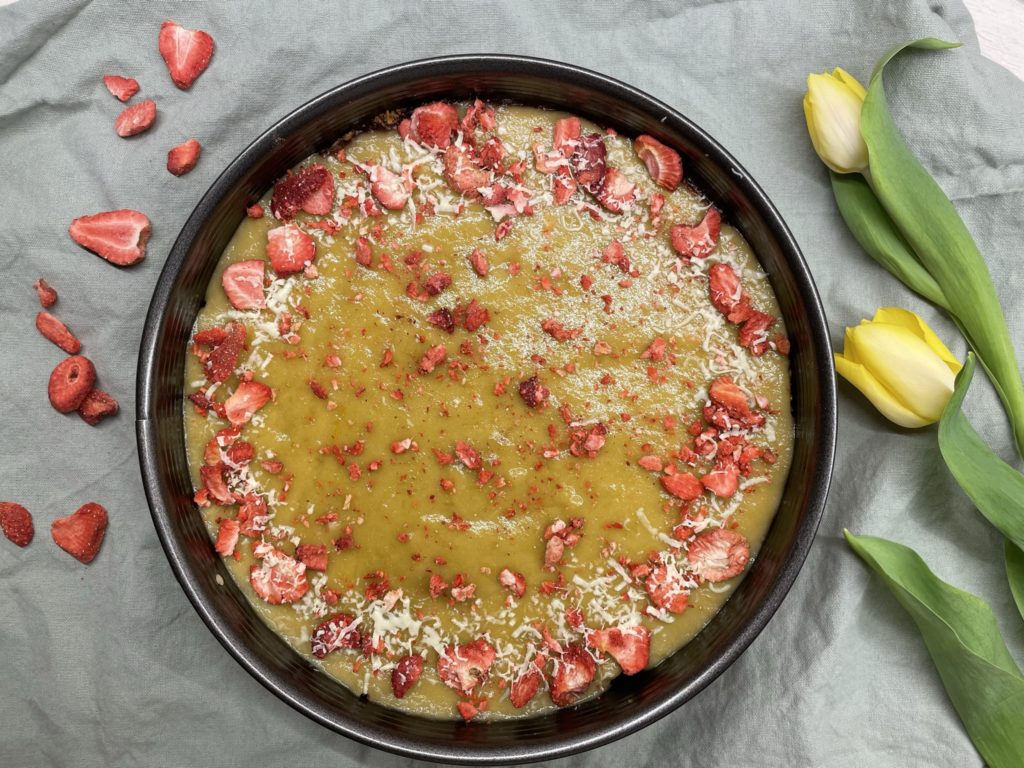 Jahodovo-rebarborový cheesecake